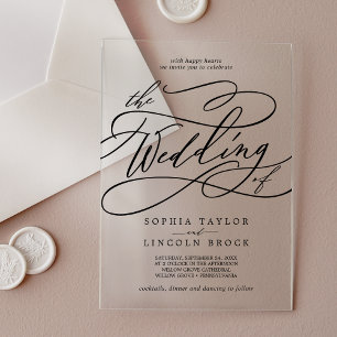 Romantic Calligraphy Fancy Elegant Classic Wedding Acrylic Invitations