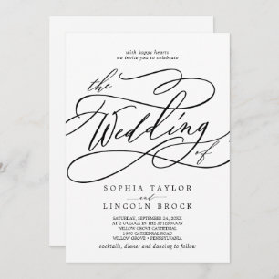 Romantic Calligraphy   Flourish All In One Wedding Invitation