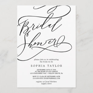 Romantic Calligraphy Flourish Bridal Shower Invitation