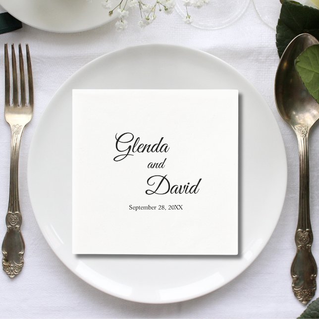 Romantic Calligraphy Flourish Custom Wedding Napkin (Creator Uploaded)