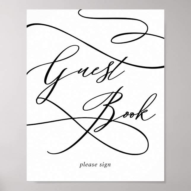 Romantic Calligraphy | Flourish Guest Book Sign (Front)