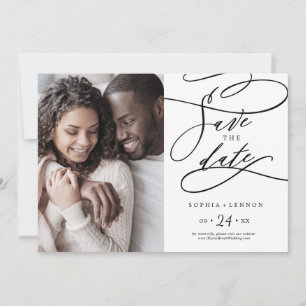 Romantic Calligraphy Flourish Photo Save The Date