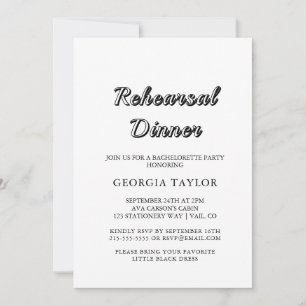 Romantic Calligraphy Flourish Rehearsal Dinner Invitation