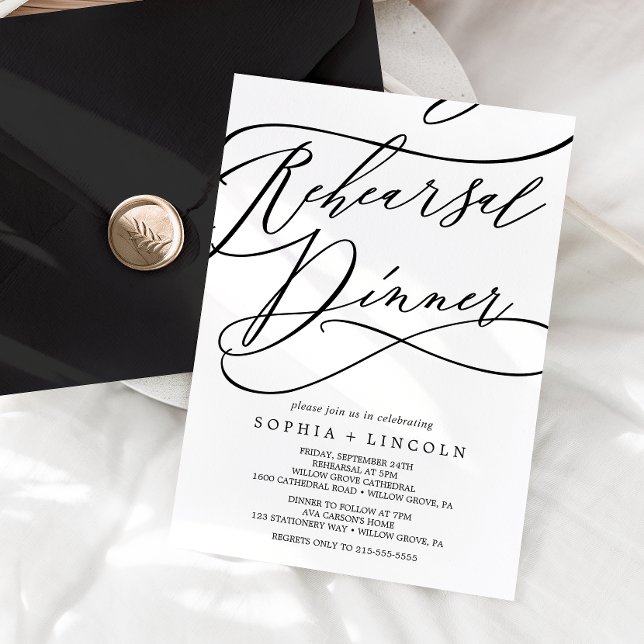 Romantic Calligraphy | Flourish Rehearsal Dinner Invitation (Creator Uploaded)