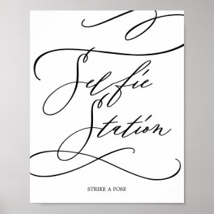 Romantic Calligraphy Flourish Selfie Station Sign