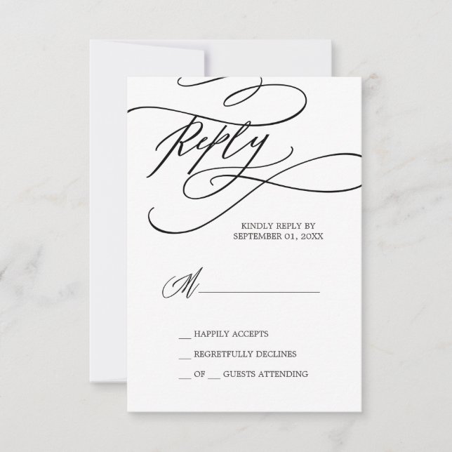 Romantic Calligraphy | Flourish Simple RSVP Card (Front)