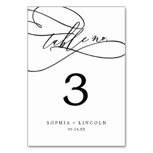 Romantic Calligraphy Flourish Table Number