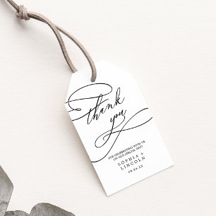 Romantic Calligraphy Flourish Thank You Favour Gift Tags