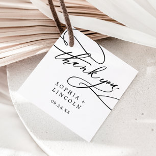 Romantic Calligraphy Flourish Wedding Thank You Favour Tags