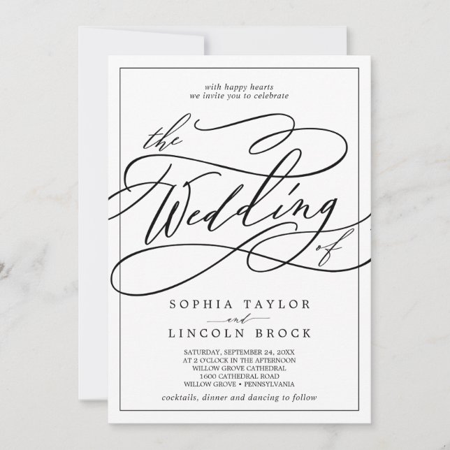 Romantic Calligraphy | Frame The Wedding Of Invitation (Front)