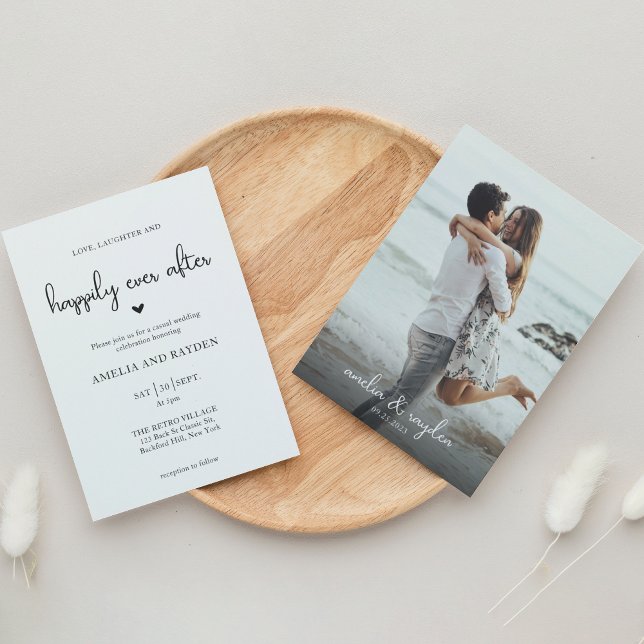 Romantic Calligraphy Happily Ever After Wedding Invitation (Creator Uploaded)