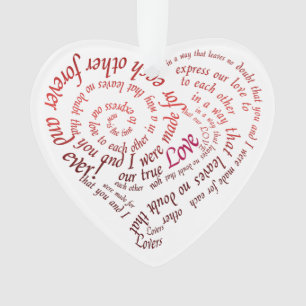 Romantic Calligraphy Lovers Heart Shaped Quote Ornament