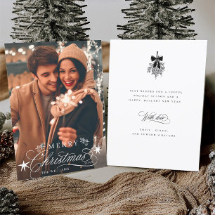 Romantic Calligraphy Merry Christmas Photo Flat Holiday Card