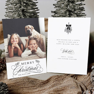 Romantic Calligraphy Merry Christmas Photo Flat Holiday Card