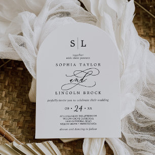 Romantic Calligraphy Monogram Boho Arch Wedding Invitation