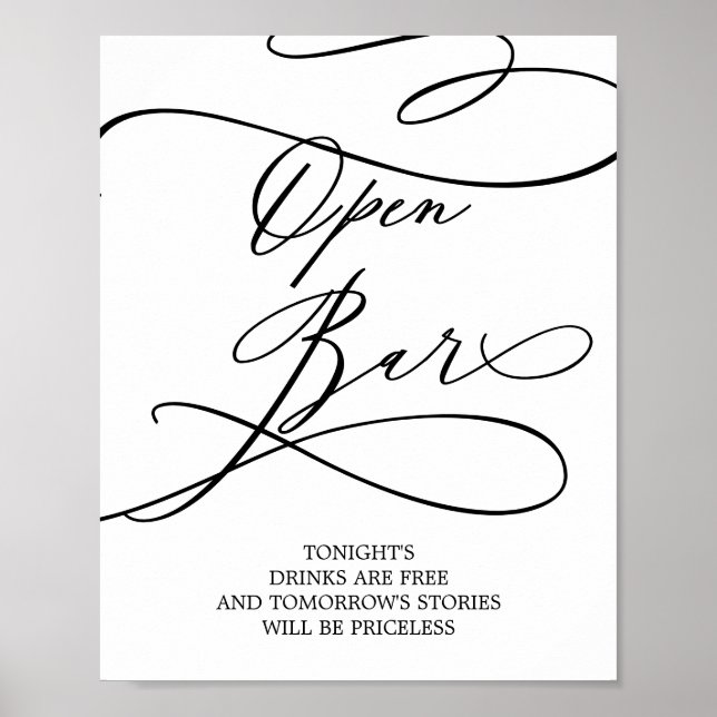 Romantic Calligraphy Open Bar Sign (Front)