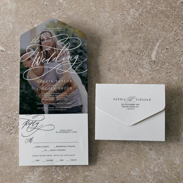 Romantic Calligraphy Photo Overlay The Wedding Of All In One Invitation (Creator Uploaded)