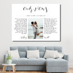 Romantic Calligraphy Photo Wedding Vow Keepsake Canvas Print<br><div class="desc">Romantic Calligraphy Photo Wedding Vow Keepsake Canvas Print</div>