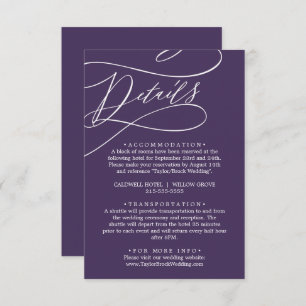 Romantic Calligraphy Plum Purple Details Enclosure Card