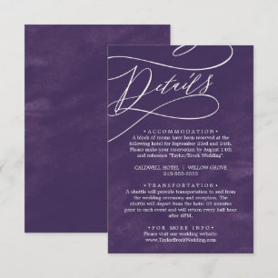 Romantic Calligraphy Purple Watercolor Details Enclosure Card