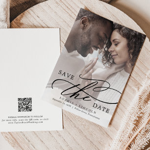 Romantic Calligraphy QR Code Photo Overlay Save Th The Date