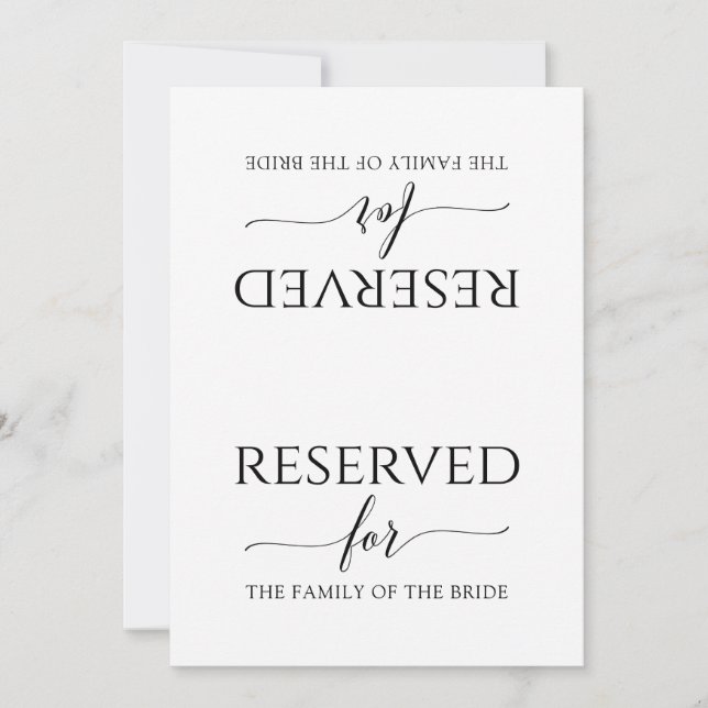 Romantic Calligraphy Reserved Sign Tent (Black) (Front)