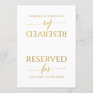 Romantic Calligraphy Reserved Sign Tent- Faux Foil Invitation