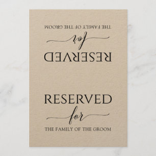 Romantic Calligraphy Reserved Sign Tent (Kraft) Invitation