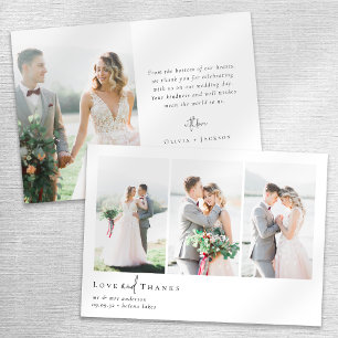 Romantic Calligraphy Script Multiple Photo Wedding Thank You Card