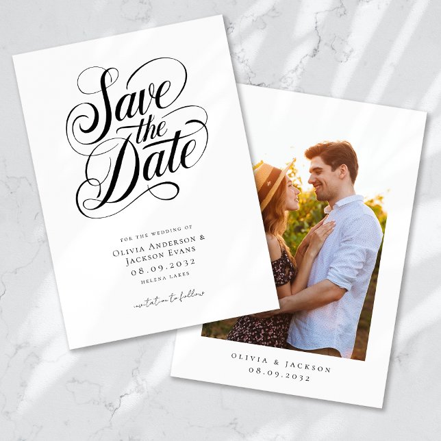 Romantic Calligraphy Script Photo Wedding Save The Date (Creator Uploaded)