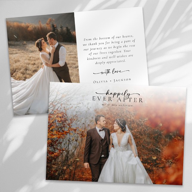 Romantic Calligraphy Script Photo Wedding Thank You Card (Creator Uploaded)