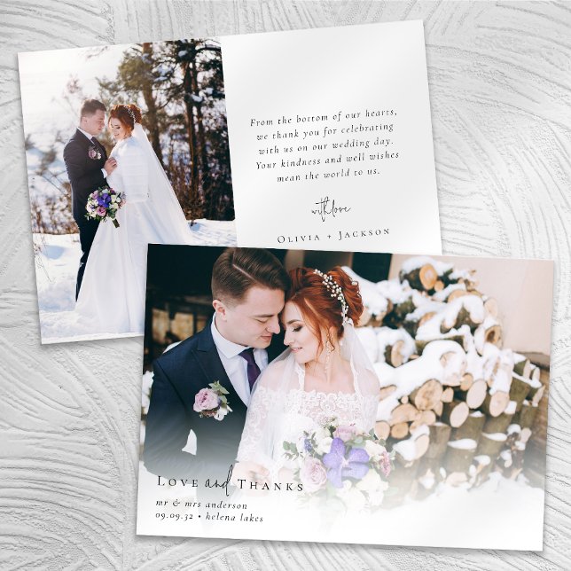 Romantic Calligraphy Script Photo Wedding Thank You Card (Creator Uploaded)