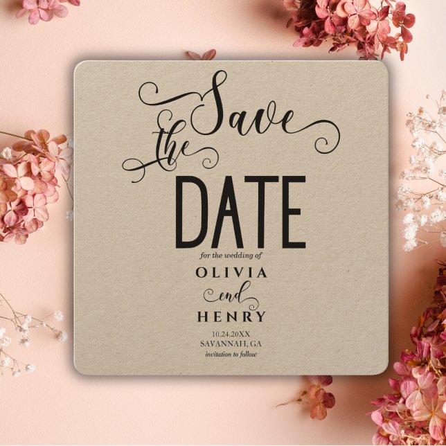 Romantic Calligraphy Script Rustic Save The Date (Creator Uploaded)