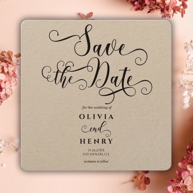 Romantic Calligraphy Script Rustic  Save The Date (Creator Uploaded)