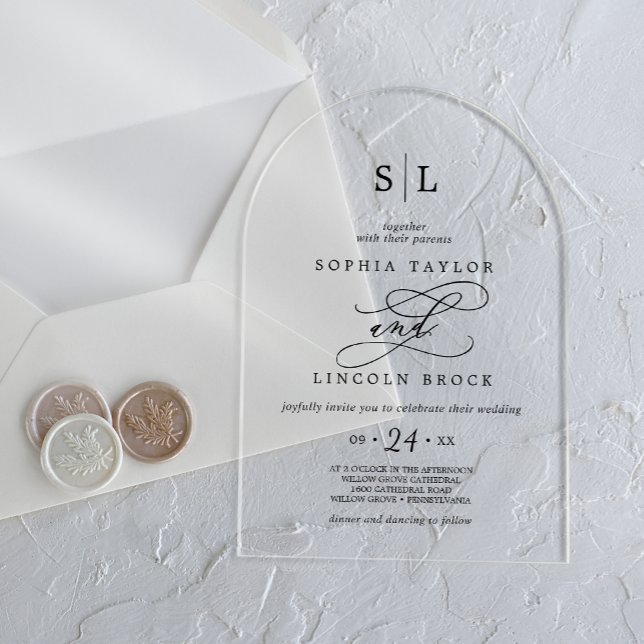 Romantic Calligraphy Simple Classic Modern Wedding Acrylic Invitations (Romantic Calligraphy Simple Classic Modern Wedding Acrylic Invitations)