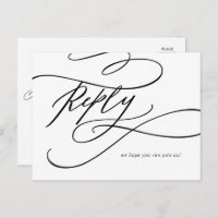 Romantic Calligraphy Song Request RSVP Postcard