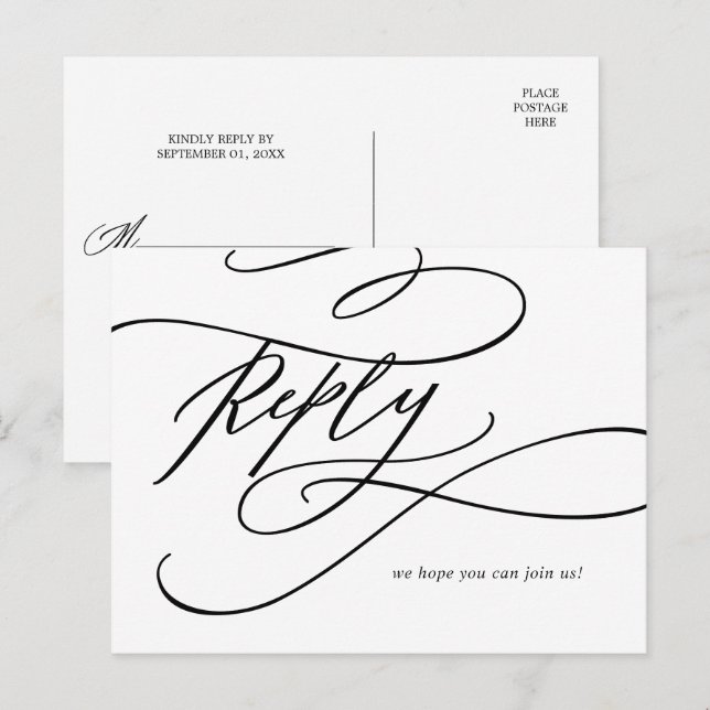 Romantic Calligraphy Song Request RSVP Postcard (Front/Back)