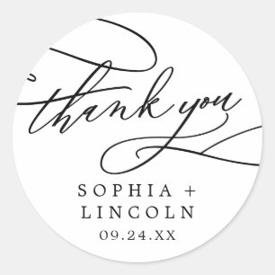 Romantic Calligraphy Thank You Favour Sticker