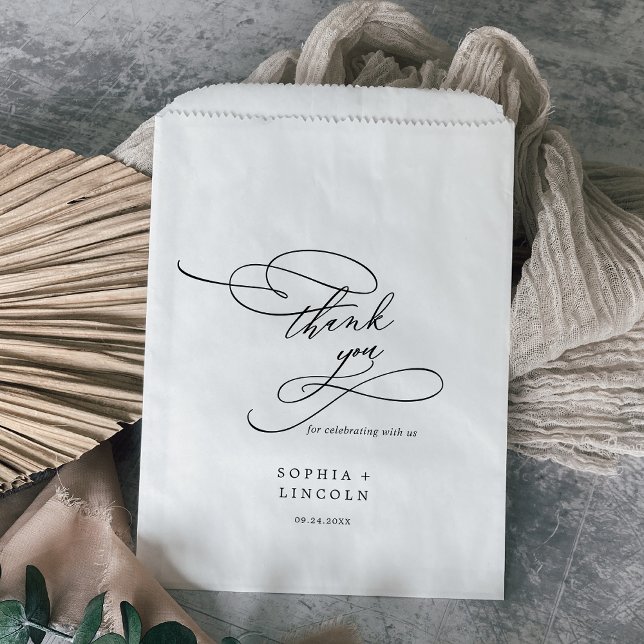 Romantic Calligraphy Thank You Wedding Favour Bags (Creator Uploaded)