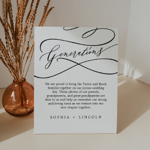 Romantic Calligraphy Wedding Generations Pedestal Sign
