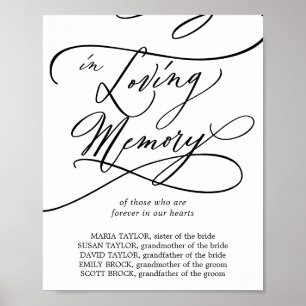 Romantic Calligraphy Wedding In Loving Memory Poster
