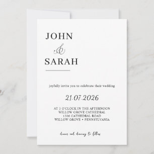 Romantic  Calligraphy Wedding Invitation