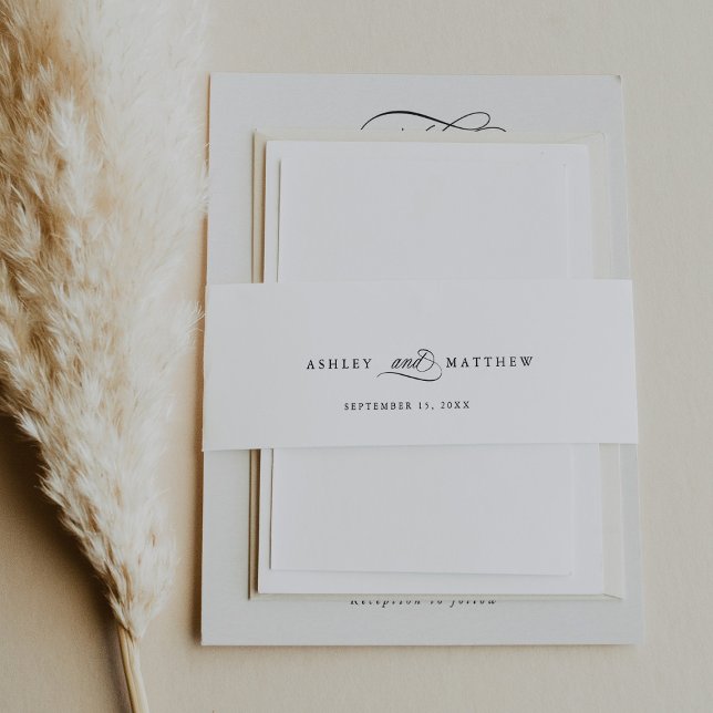 Romantic Calligraphy Wedding Invitation Belly Band (Creator Uploaded)
