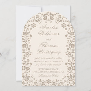Romantic Calligraphy Wedding Neutral Invitation