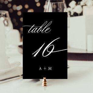 Romantic Calligraphy Wedding Number 16, Black Table Number