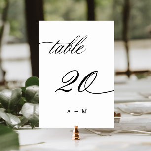 Romantic Calligraphy Wedding Number 20, Table Number