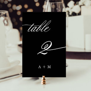 Romantic Calligraphy Wedding Number 2, Black Table Number