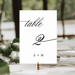 Romantic Calligraphy Wedding Number 2,  Table Number