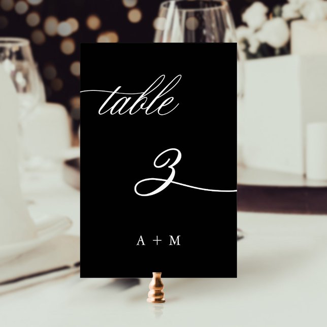 Romantic Calligraphy Wedding Number 3, Black Table Number (Creator Uploaded)