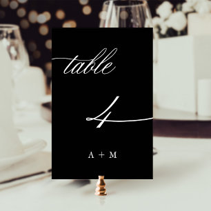 Romantic Calligraphy Wedding Number 4, Black Table Number